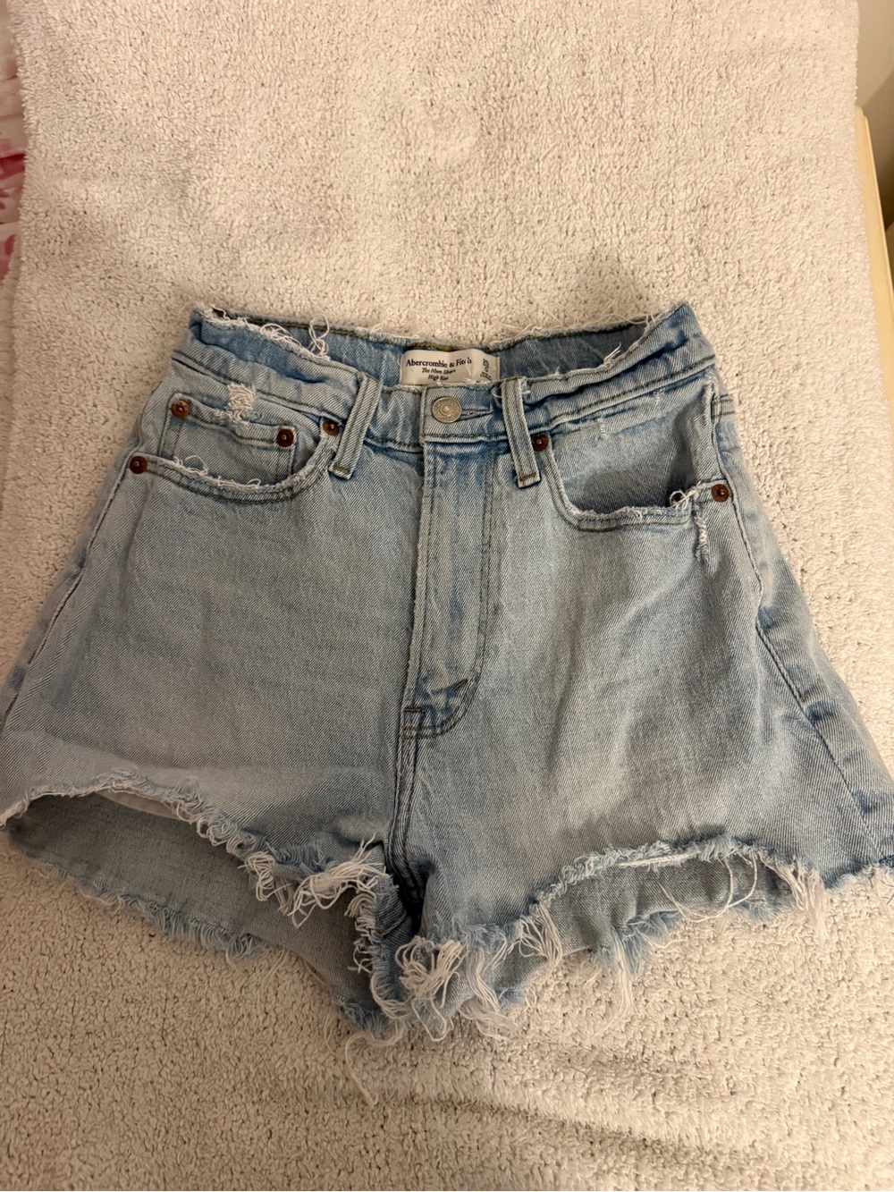 Abercrombie & Fitch Light Blue Frayed Hem Denim Shorts